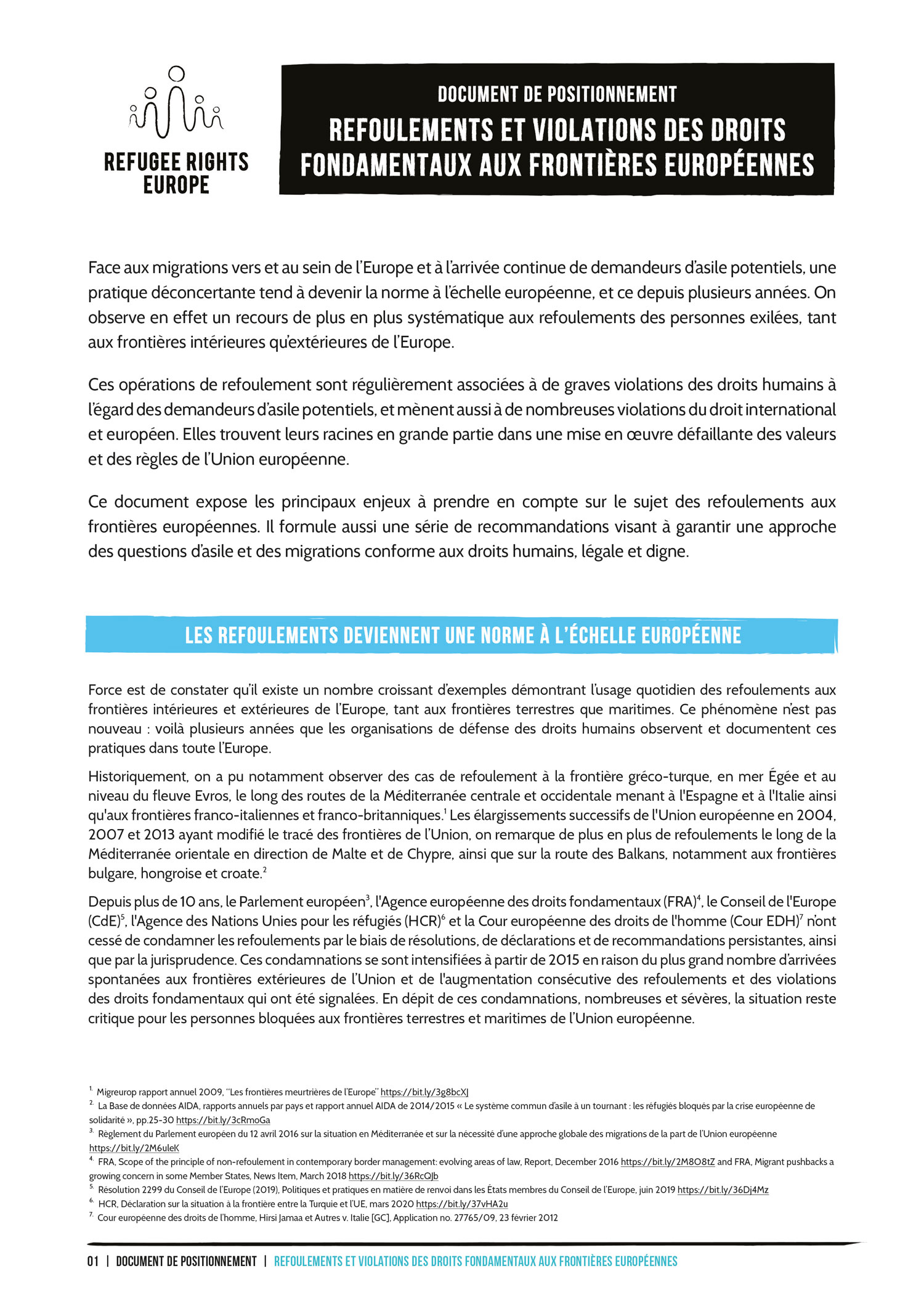 Refugee Rights Europe Refoulements Position Paper